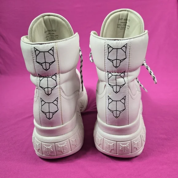 Naked Wolfe Art Wicked Leather Platform Boots Retro Chunky Heel Women's Sz 10 - Picture 6 of 16